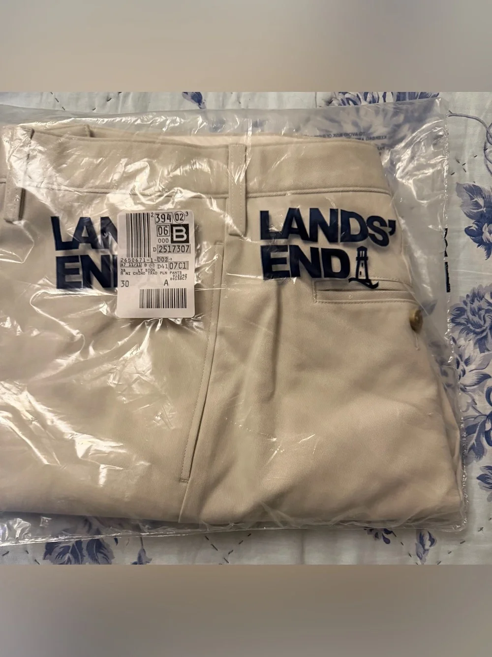 nwt Lands End no iron traditional fit chino size 35 flat/plain front